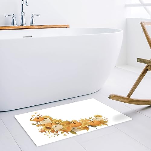 Miniatura 5 de PuseTaer Door Mat for Bedroom Decor, Fall Thanksgiving Maple Leaves Sunflowers Floor Mats, Holiday Rugs for Living Room, Absorbent Non-Slip Bathroom