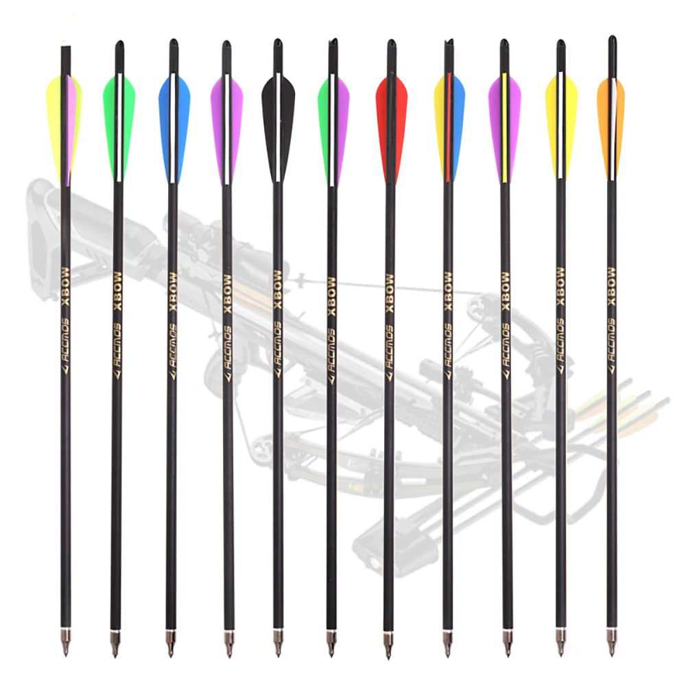 ACCMOS 24 pz 13" 16" 17" 18" 20" 22" Freccia in Carbonio Tiro con L'Arco Frecce Frecce per Balestra 125grain Punta della Freccia Sostituibile per Caccia o Allenamento al Tiro