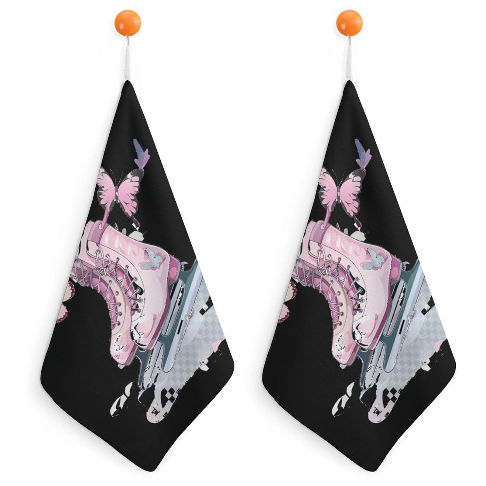TXFBTRFSA Ice Skate Figure Skating Skater Hand Towels with Hanging Loop Kitchen Towel Handkerchiefs Cleaning Cloths
