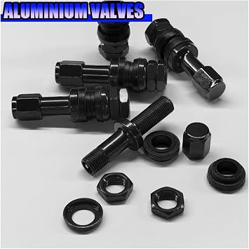 TR43E Metal Clamp-in Tire Valve Stems for 0.453 Rim Holes, Black