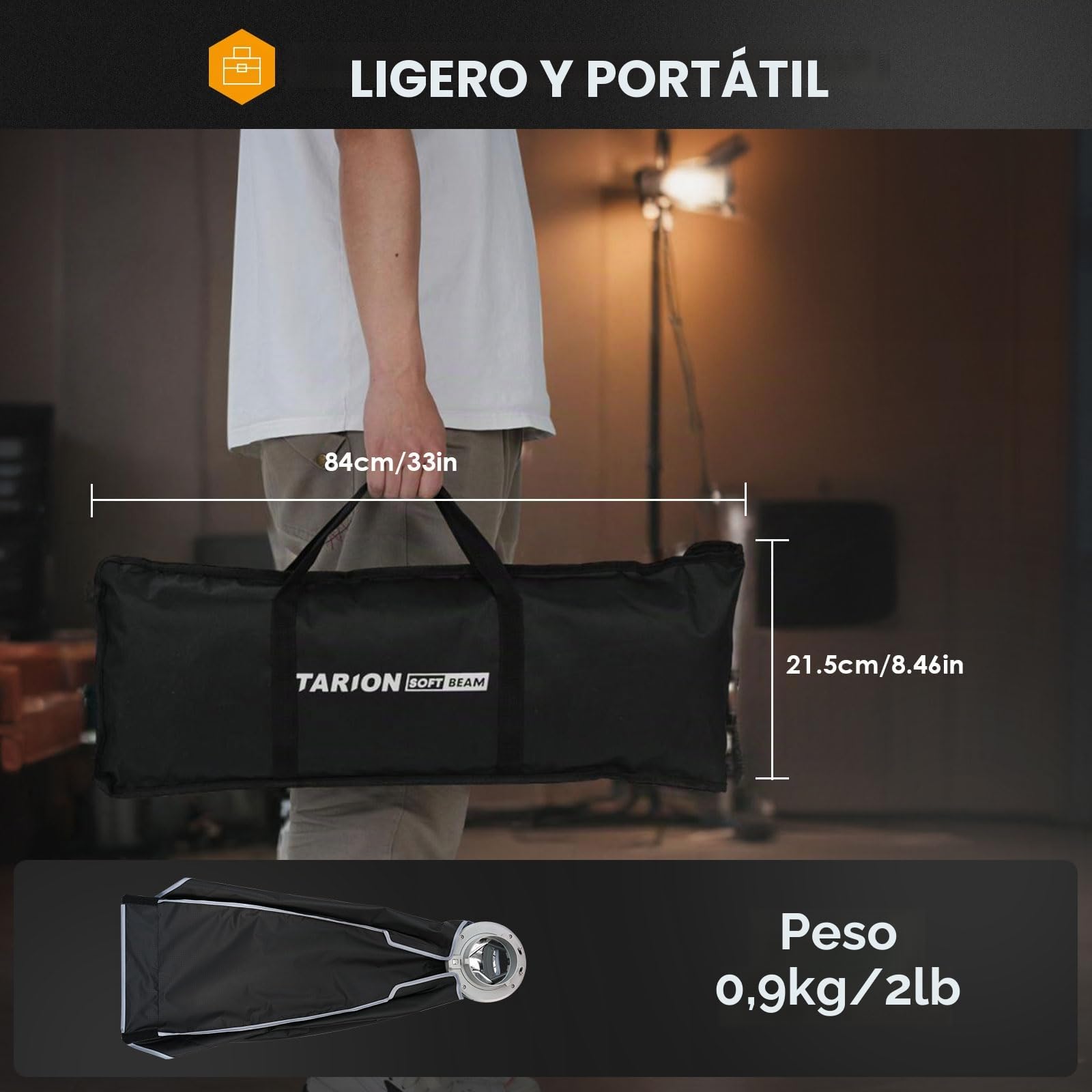 TARION Softbox Montaje Rápido Bowens - 60x90cm Caja de luz Plegable Rectangular para iluminación fotográfica de Estudio con Montura Bowens SQ-6090F SOFTBEAM