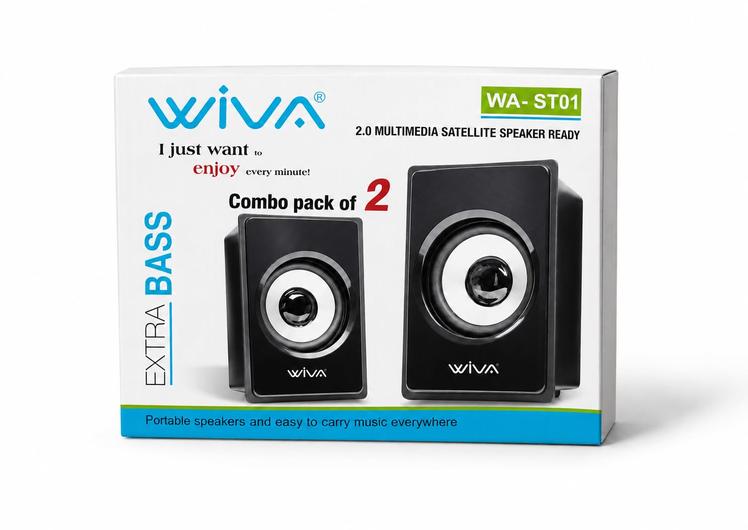 WIVA WA-ST01 2.0 Multimedia Satellite Speaker, Extra Bass, Portable, Combo Pack of 2, Compatible with Home Theatre-image-13