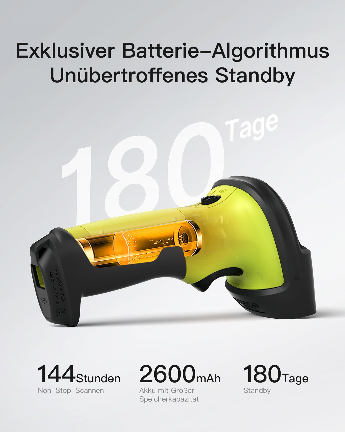 Inateck BCST-60 Barcode Scanner Wireless 2.4 GHz 35 m Reichweite 180 Tage Standby-Zeit