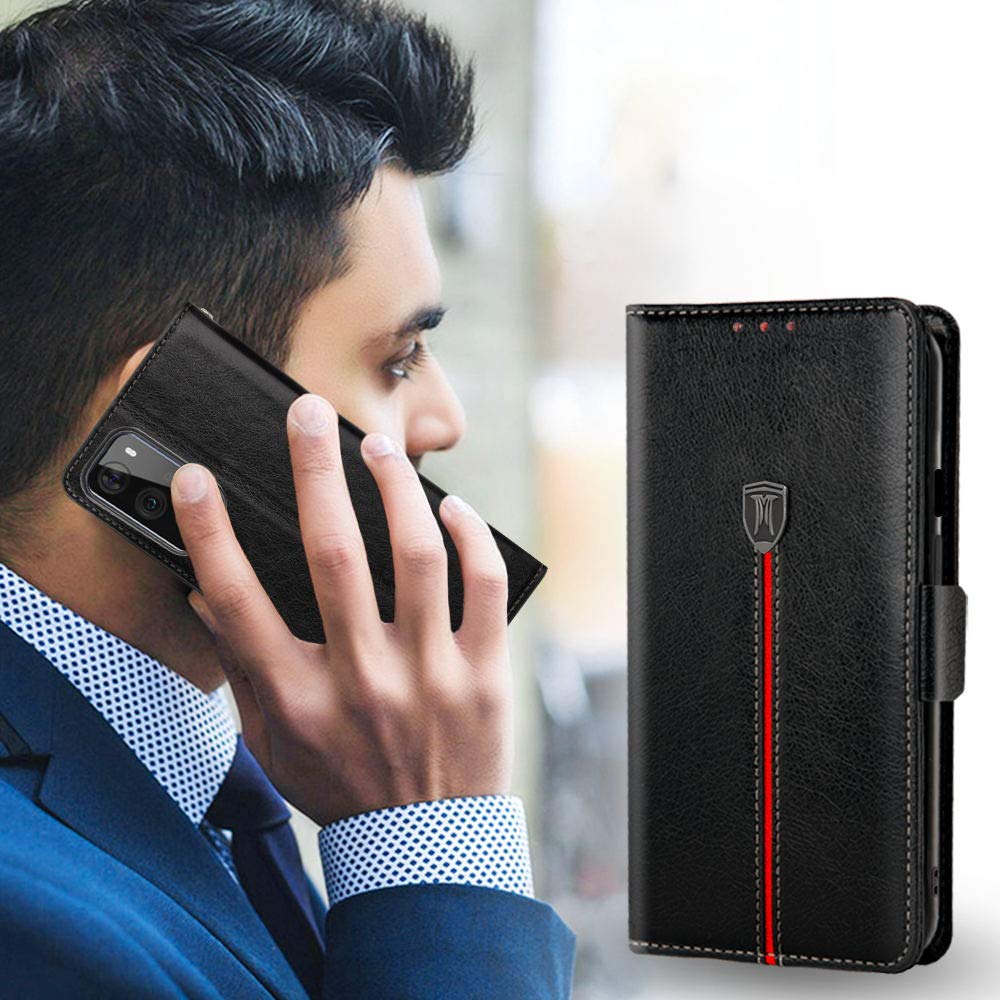Leder-Hülle Für OnePlus 9 Pro: Flip Case Mit Magnetverschluss, Kartenfach & Standfunktion – Stoßfester Schutz Im Brieftaschen-Design