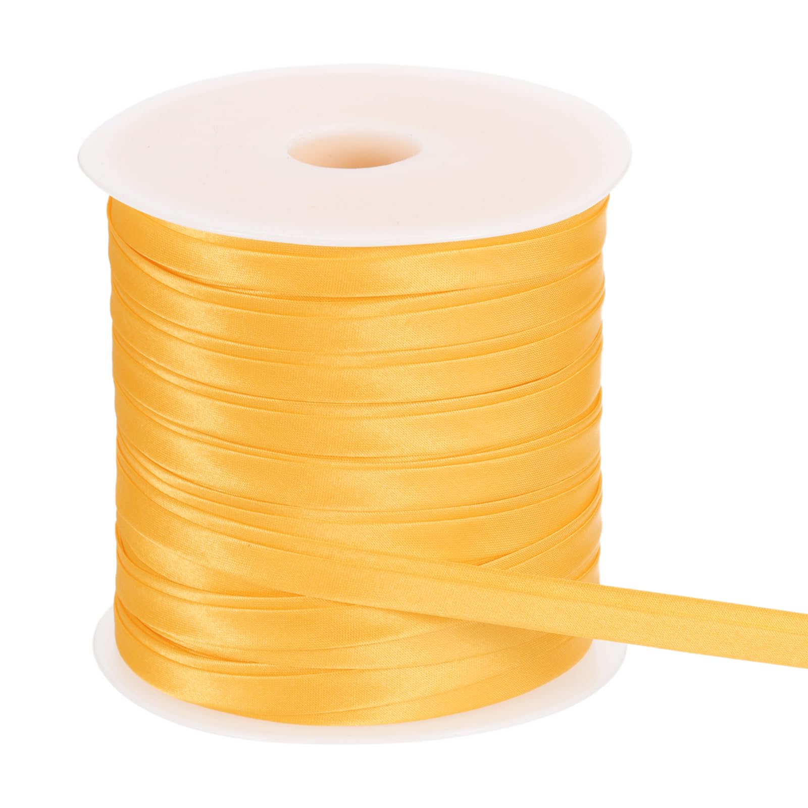 sourcing map Double Fold Bias Tape for Sewing, 3/8 Inch x 55 Yards Satin Bias Binding Tape Continuous Bulk for Quilting Binding Seaming Hemming Fabric Piping DIY Craft, Yellow