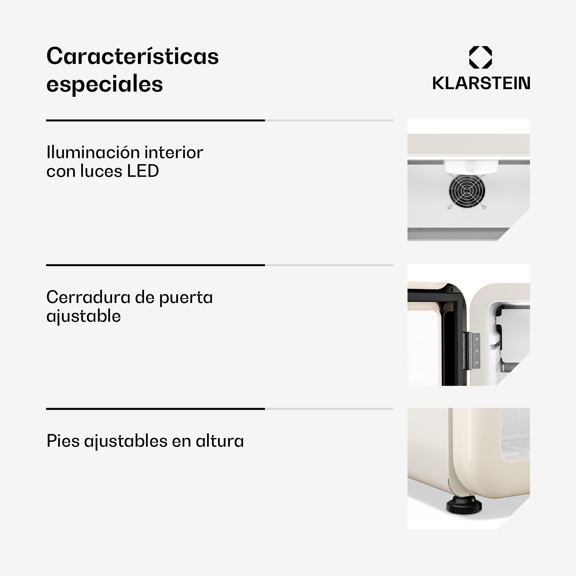 KLARSTEIN Nevera para bebidas Audrey Evo 45 L – Nevera para bebidas con puerta de cristal, luz LED, temperatura ajustable de 0 a 10 °C, funcionamiento silencioso