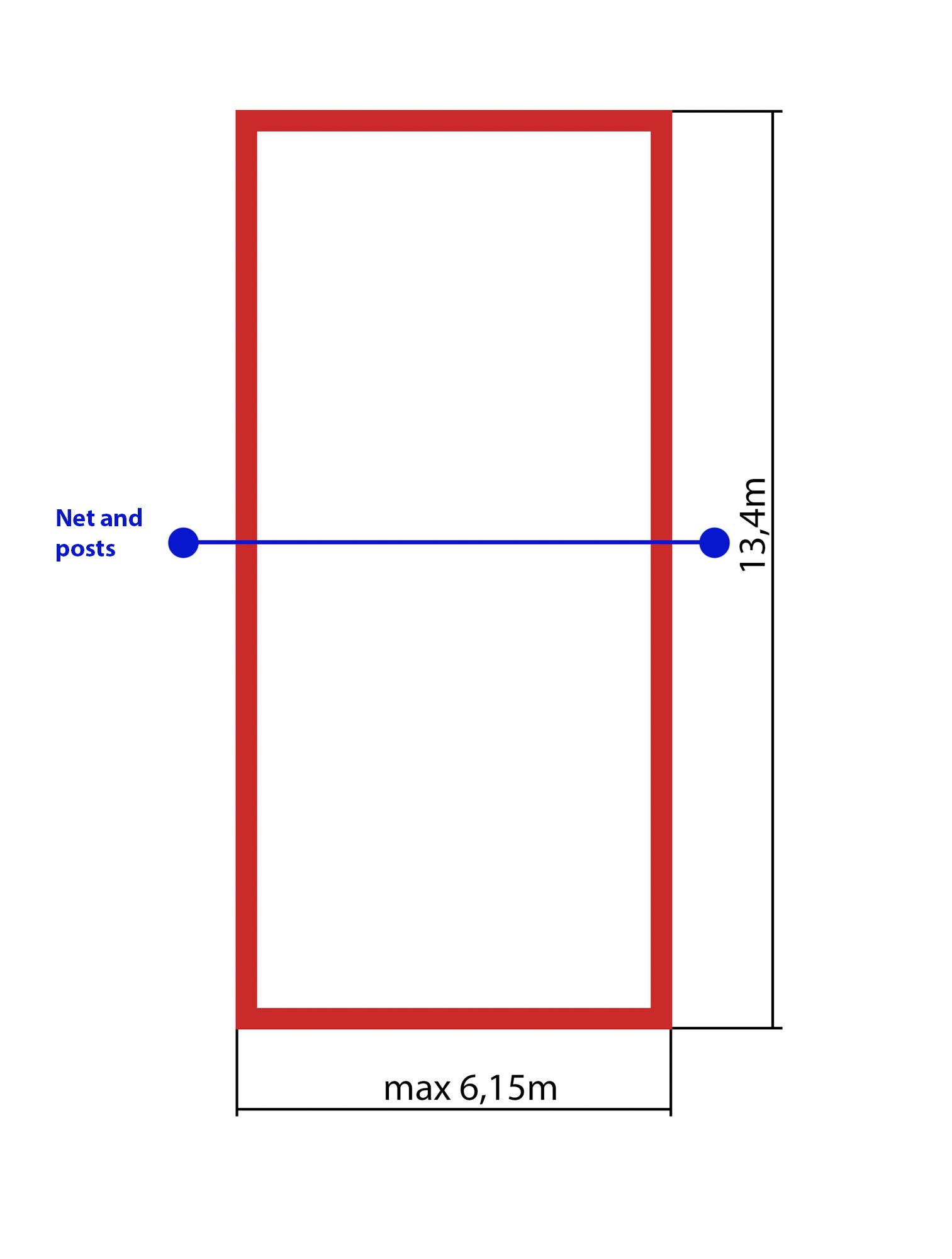 Courtline Ligne de marquage de Terrain de Badminton Max. 6,15 x 13,4 m Lignes au Badminton Largeur 4 cm Marquage Rouge Bleu Jaune Pelouse Sable Crochet d'ancrage