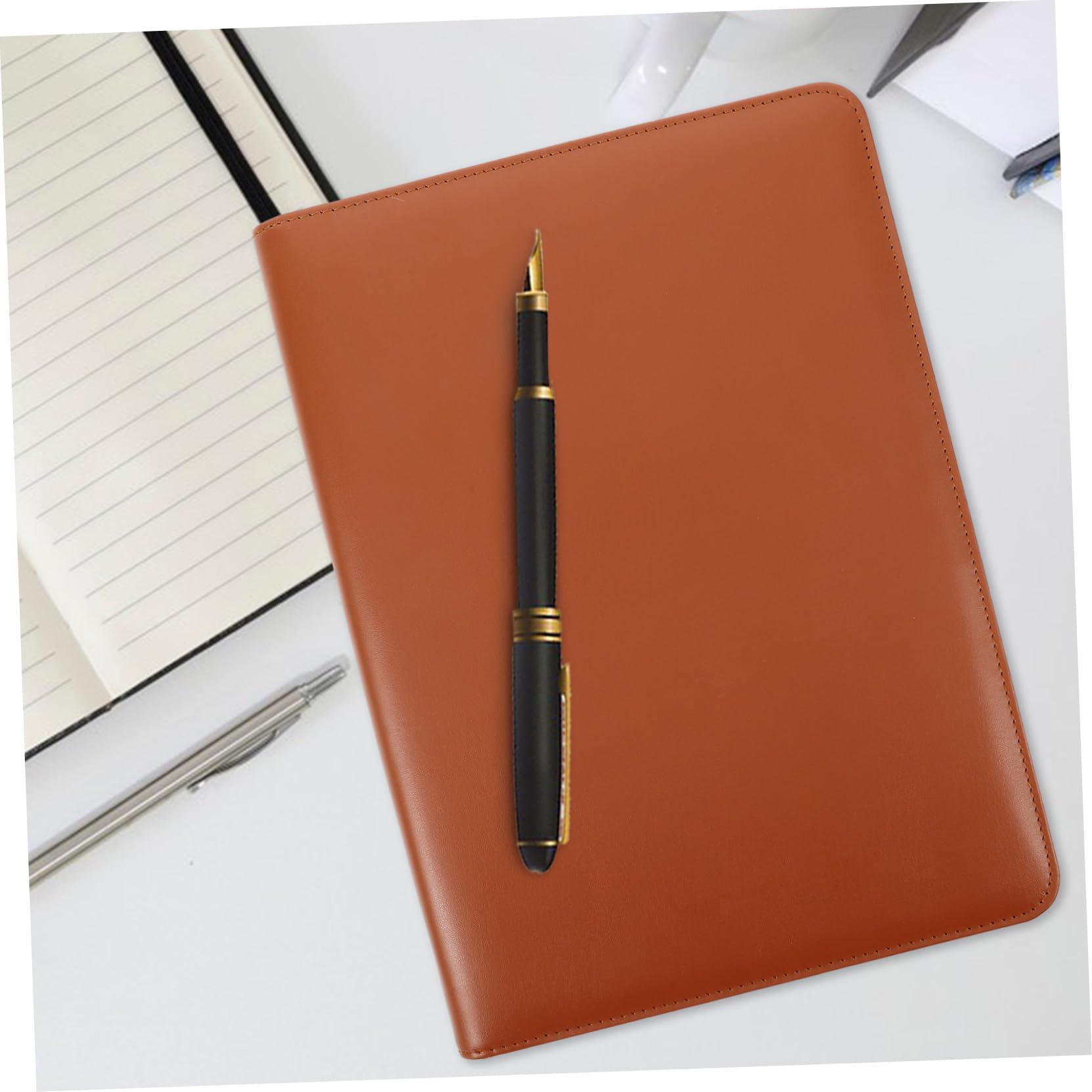 Sewroro carpeta bolsa con cremallera carpeta organizador portafolio de negocios Portafolio de archivos Organizador de tarjetas de cartera de oficina padfolio PU