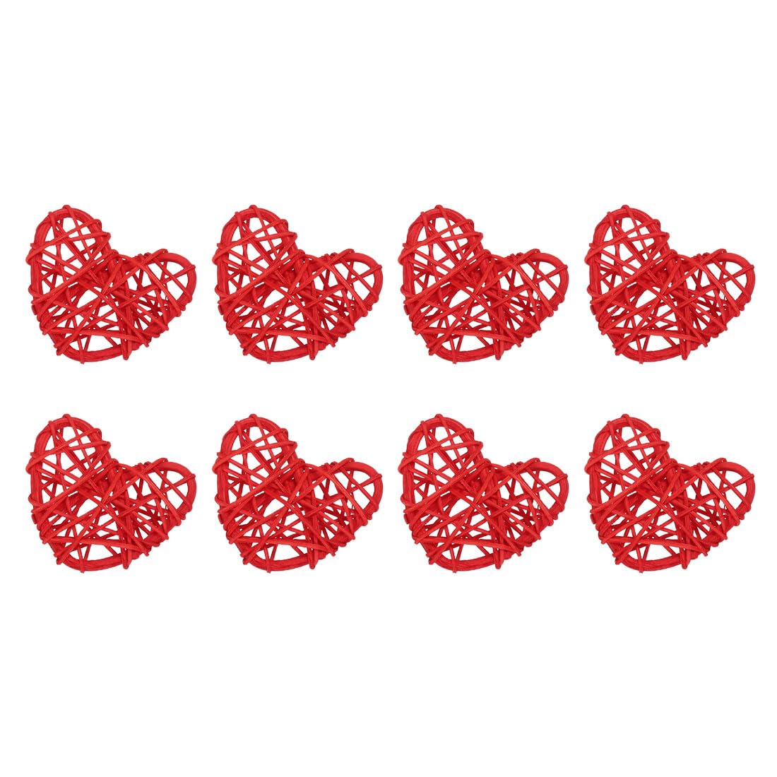 GLOKUUCA Heart Shaped Rattan Ball - 8 Pack Heart Shaped Wicker Balls - Fits for Vase Fillers DIY Craft - Wicker Rattan Balls - (2-inch x 1.65-inch, Red)