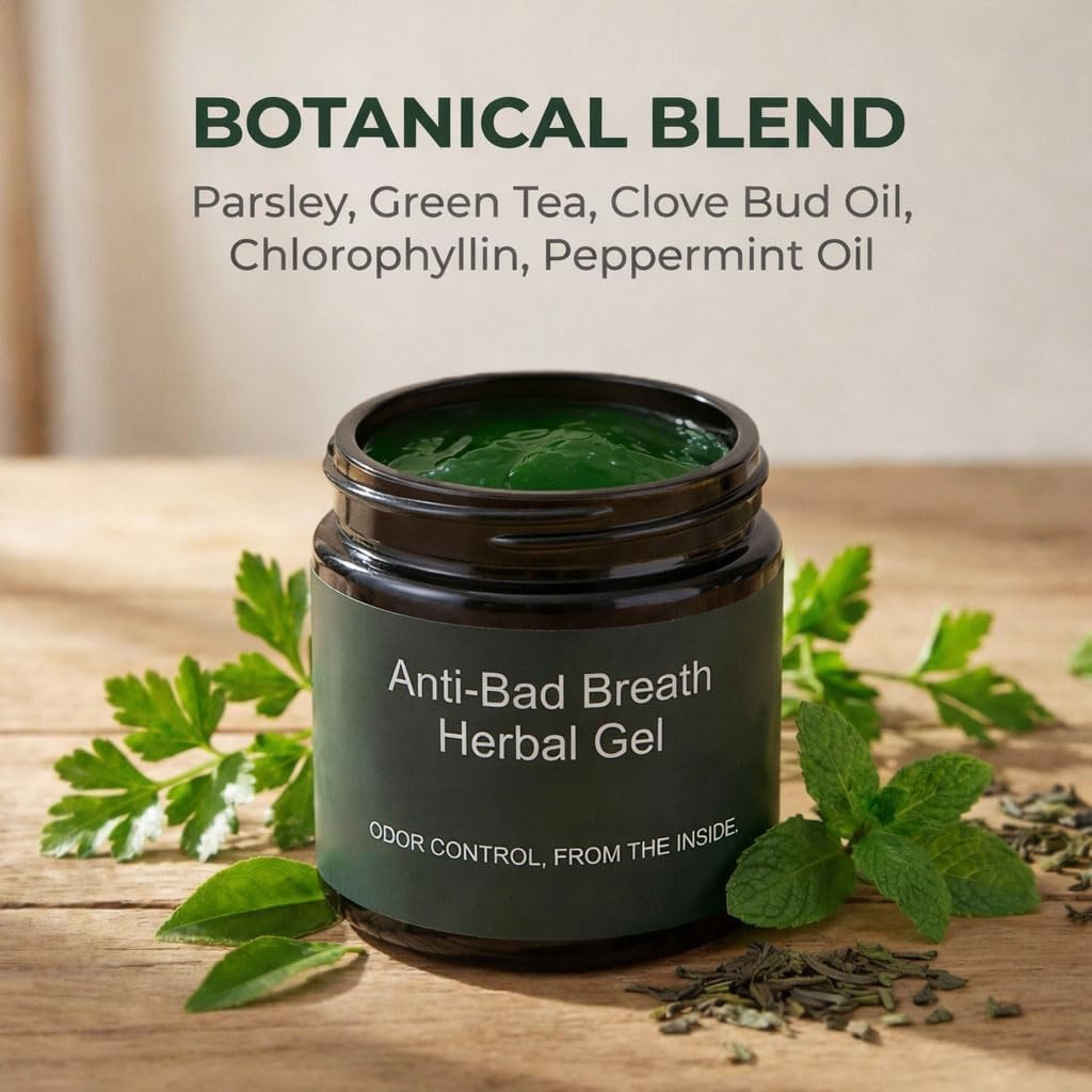 Gel a erbe anti-alito cattivo Formula rinfrescante naturale | Con prezzemolo, tè verde, clorofilla e menta, elimina gli odori sgradevoli, mantiene l'alito fresco a lungo.