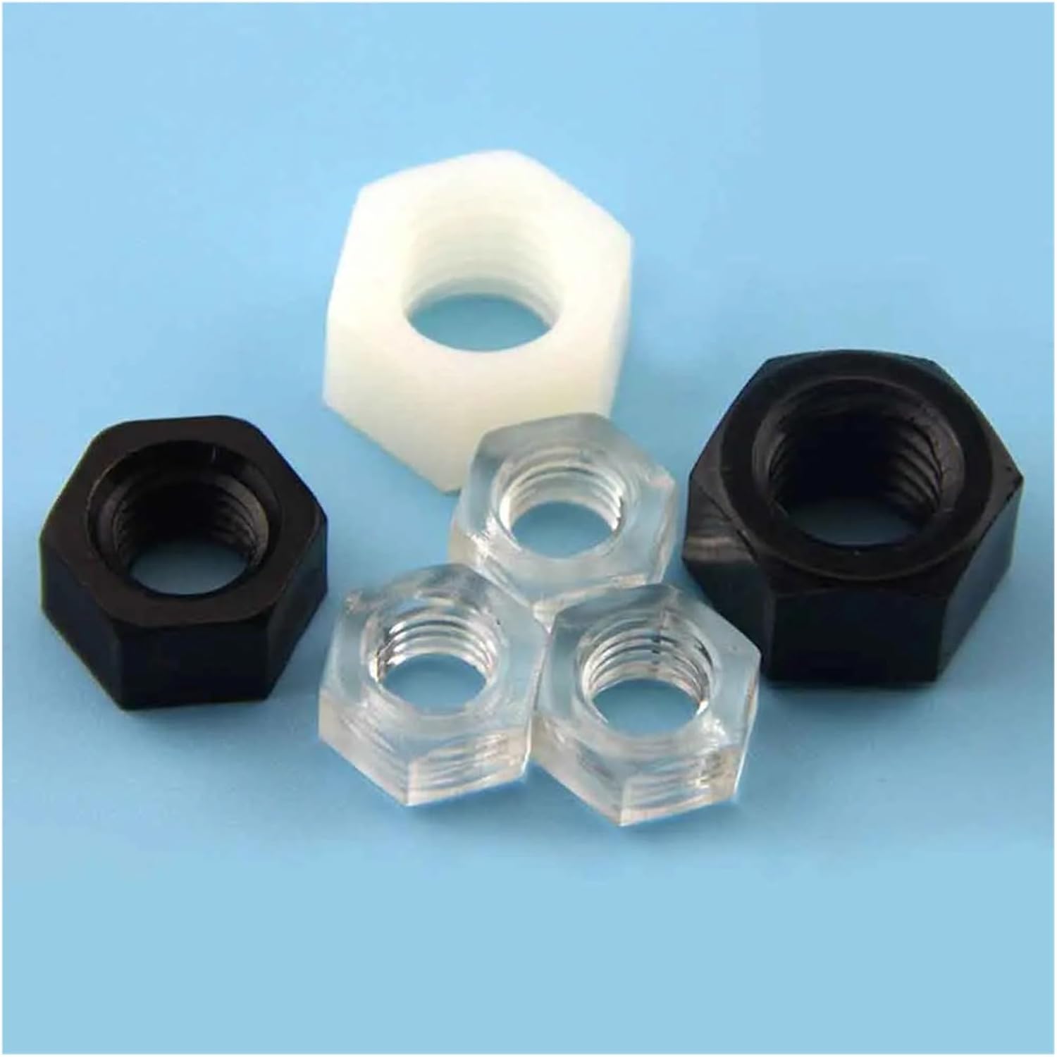 Carbon Steel Hexagonal Nut, Stainless Steel Nut,10/50pcs M2 M2.5 M3 M4 M5 M6 M8 M10 M12 Transparent Acrylic Black White Nylon Plastic Insulation Metric Threaded Hex Hexagon Nut(WHITE,50pcs M3)