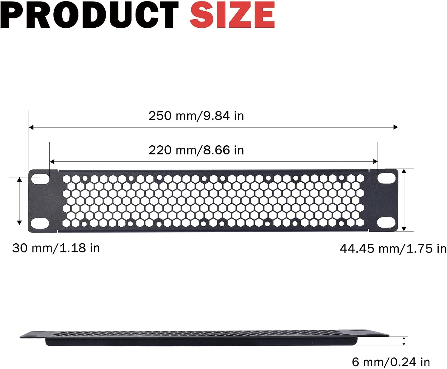 GeeekPi Vented 1U Blank Panel Metal Rack Mount for DeskPi RackMate T1/T0/T2/T0 Plus/T1 Plus/TL1 and 10 Inch Server Rack/Network Cabinet (Black)