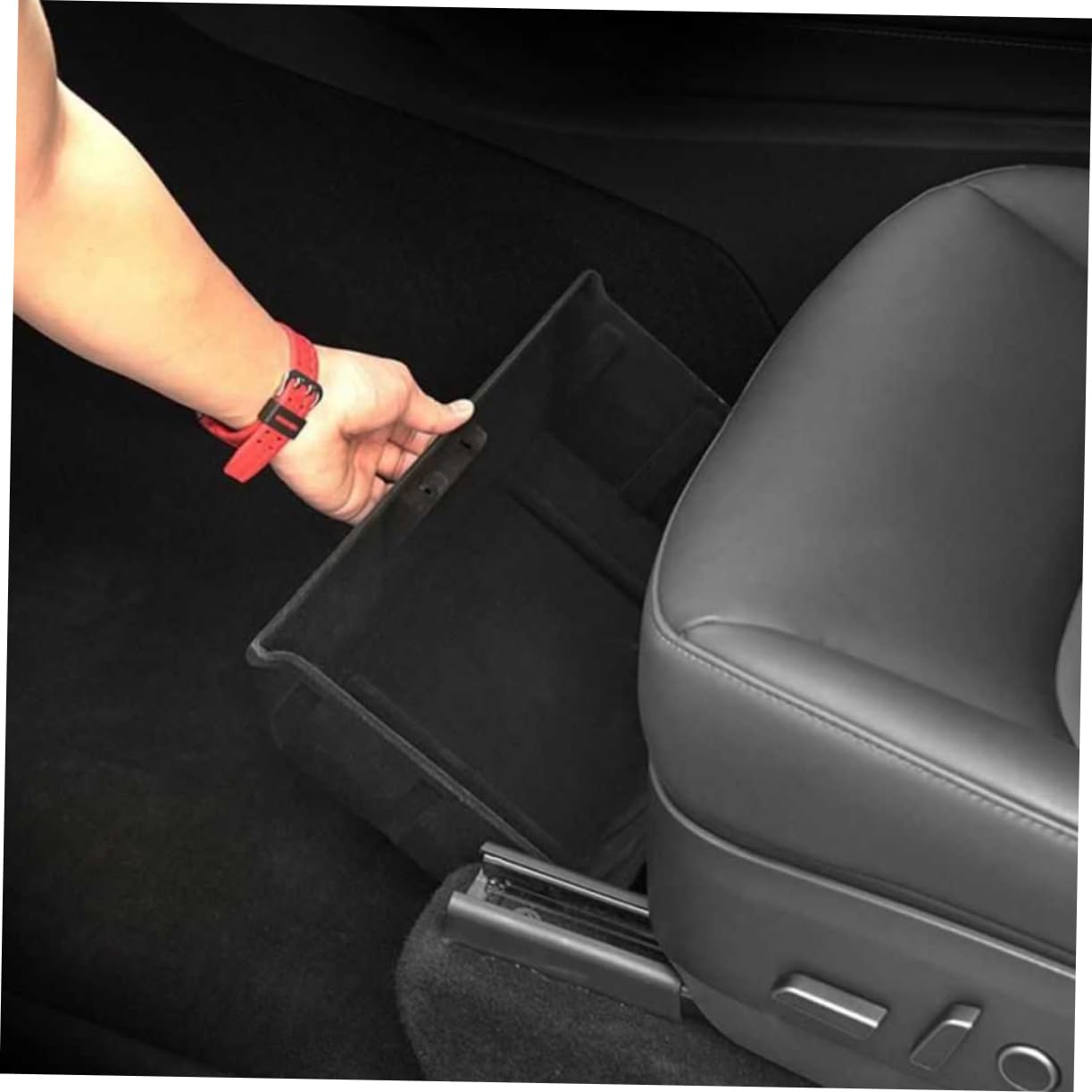 ibasenice Scatola Portaoggetti Sotto Sedile per Auto e Veicoli, ABS Rivestimento Floccato Nero, Antiscivolo e Antigraffio, per Stivaggio Sotto Sedile