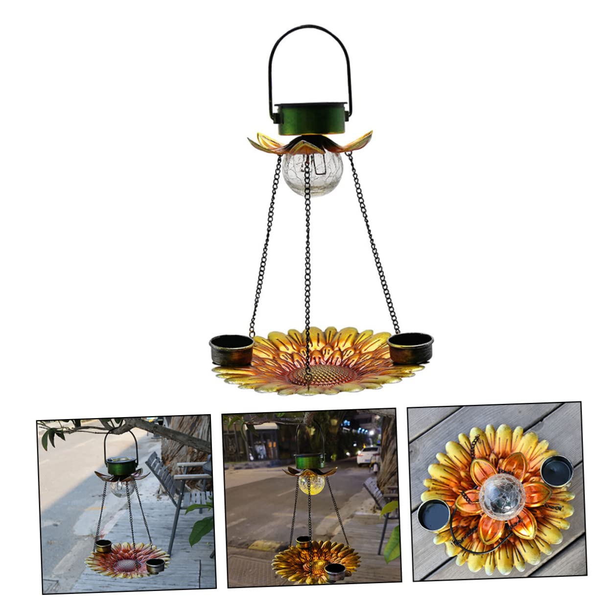 Solarbetriebener Vogelhäuschen mit Kreativer und Dekorativem Lampendesign Hängender Futterspender für Kleine Vögel im Garten für Kanarienvögel und Papageien