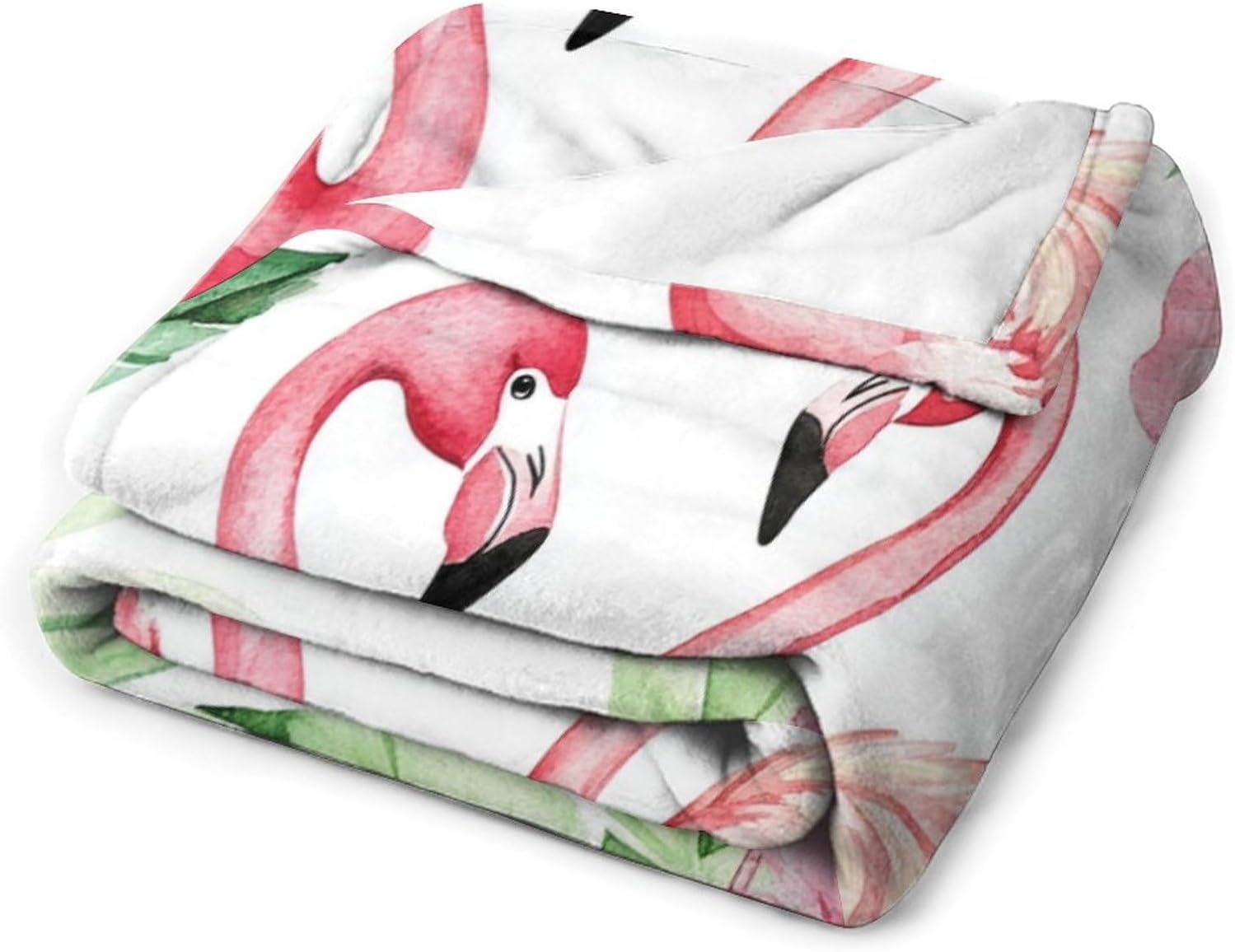 Watercolor Flamingo Flannel Throw Blanket, Soft Cozy Warm Fleece Jungle Floral Palm Tree Leaf Blanket for Couch Sofa Bed, 30x40 Inch