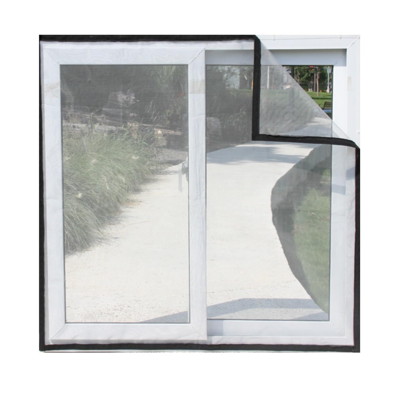 1pc Width 110/120/130/140/150cm Magic Tape Self-Stick Mosquito Screen Mesh Easy Install No Drilling Needed Anti-Insect Net For Home Windows(H 190cm(75in),Width 110cm(43in))