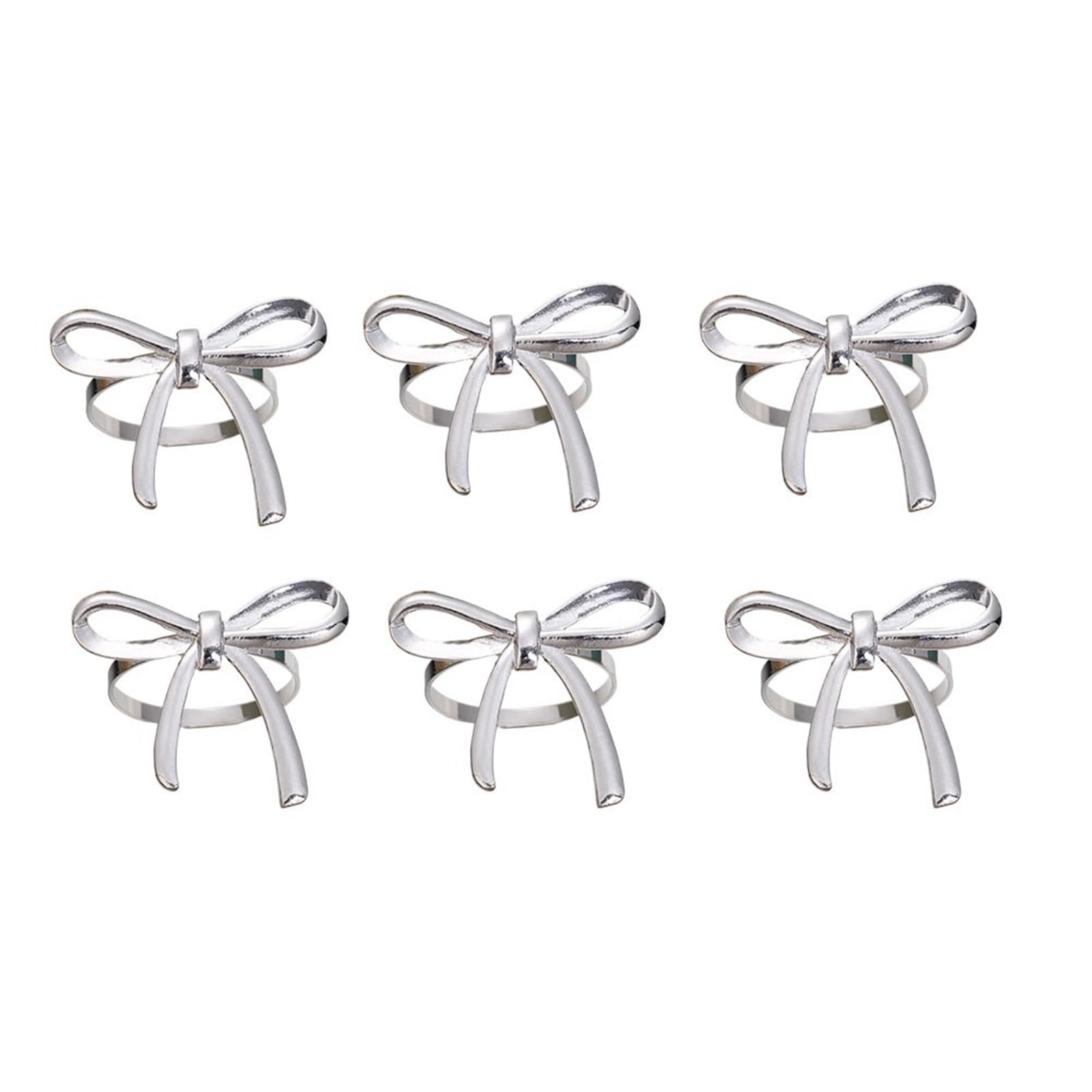 Napkin Rings 6pc Zinc Alloy Bow Serviette Rings