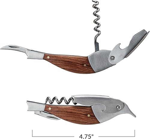 Miniatura 3 de Creative Co-Op Merbau - Abrebotellas de madera para pájaros, color natural