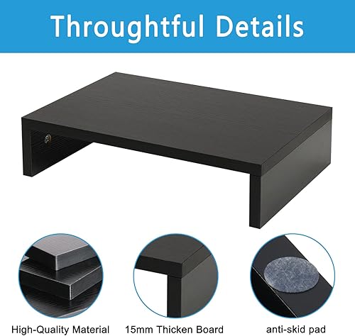 Miniatura 10 de TEAMIX Soporte elevador de monitor rosa, elevador de monitor de madera con almacenamiento para escritorio, soporte de monitor pequeño para