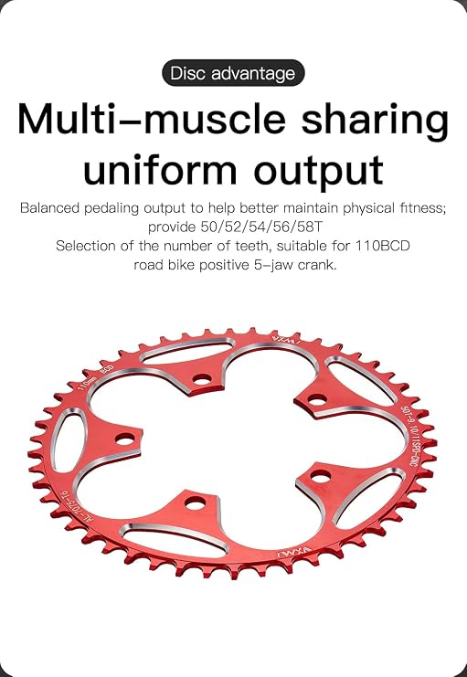 110/130BCD Chainring 36/38/40/42/44/46/48/50/52/54/56/58/60T Round Narrow Wide Chainring 5 Bolts Bicycle Chainwheel for 8-12 Speed Road Bike Folding Bicycle