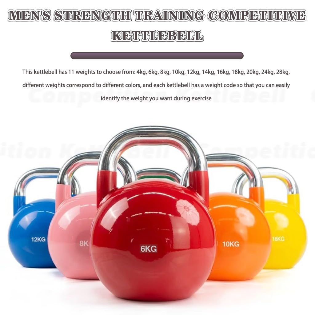 Kettlebell-Gewichte Krafttraining Für Männer Im Wettkampf Kugelhantel, Hantel Aus Stahl Für Heimfitness, Anti-Roll-Design Mit Flacher Unterseite, Bauch-/Armmuskulatur(Pink-8kg)