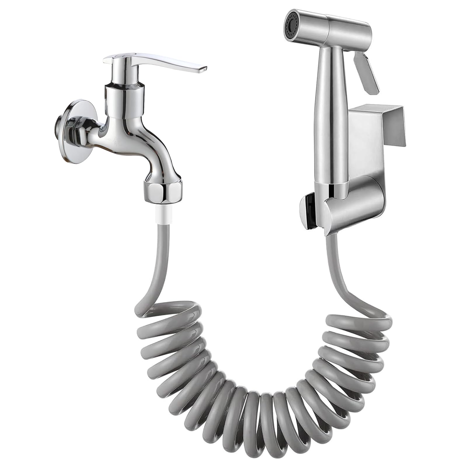 3 Piezas Kit Ducha Higienica para WC, Acero Inoxidable Grifo Bidet para WC, Ducha Higienica con Manguera y Soporte, Monomando Grifo Portatil Kit para Lavado de Inodoros, Higiene Personal