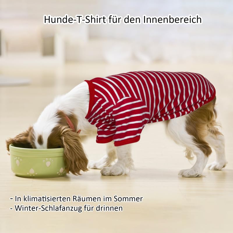 PetSmiler Hundepullover - Dünner Hundepullover Kleine Hunde Gestreifter Hundeshirts für Kleine Hund Katzen Shirt, Dehnbarer Pullover Hund Hundepulli Chihuahua Französische Bulldogge (Rot M)