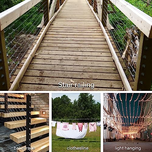 1/4IN 100FT Stainless Steel Cable (7x19 Strands), 6400 lbs Breaking Strength, Aircraft Wire Rope for Deck Railing, Zip Line, String Lights, and Heavy Duty Outdoor Applications by Mariocsa - Image 8