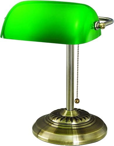 V-Light Lámpara de trabajo de escritorio de latón antiguo con bombilla LED reemplazable