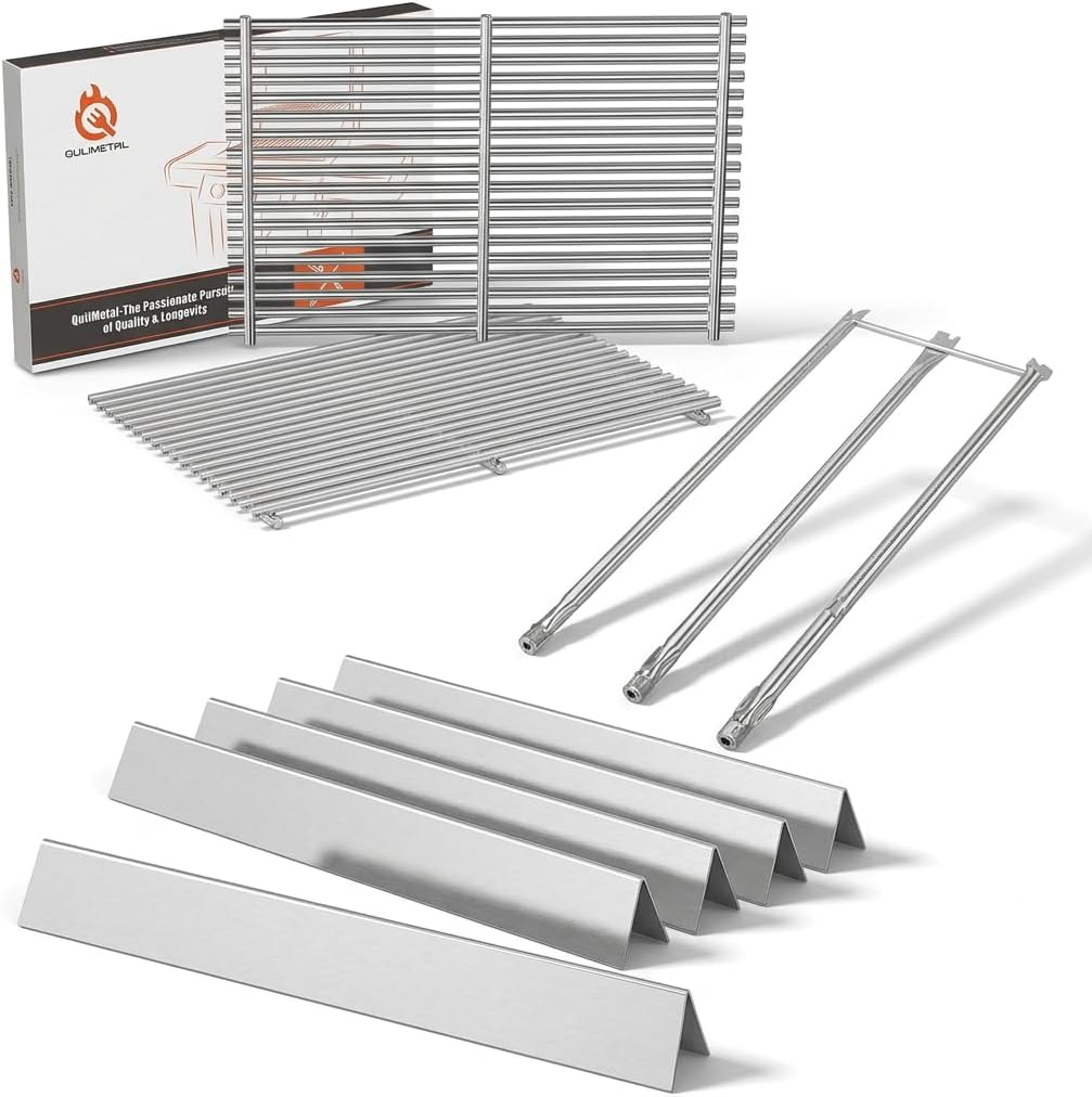 24.5" Flavorizer Bars & 34 1/4" Grill Burners 19.5" Grill Grates for Weber Genesis 300 Series - Fits Genesis E310 E320 S310 S320 Grill Parts with Side Control, Replaces for Weber 7540, 67722, 7528