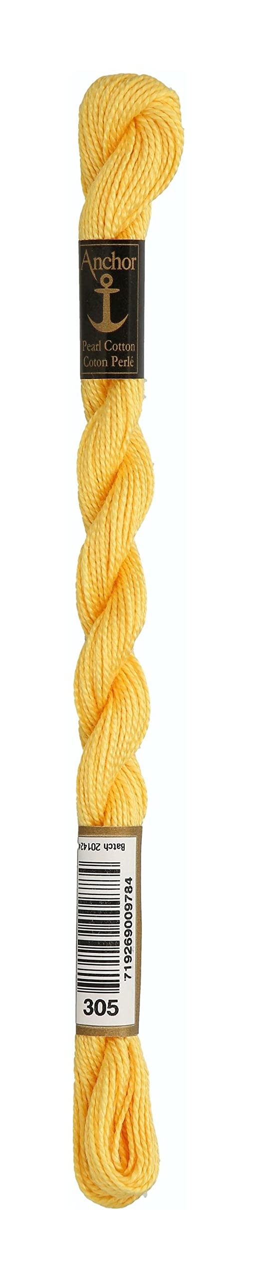 Anchor Pearl Thread, Embroidery Thread, Cotton, 00305 Goldgelb, Goldgelb