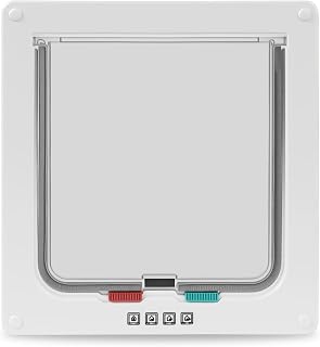 Hachacha Medium Cat Door with 4-Way Lock - Weatherproof Secure Cat Flap for Doors & Walls, Easy Install Kit