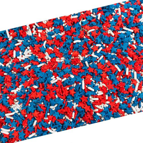 Red White and Blue Sprinkles | 1 Pound Bag | Patriotic Stars and Stripes Sprinkles for 4th of July Desserts, Cupcakes, Cookies, and Independence Day Decorations