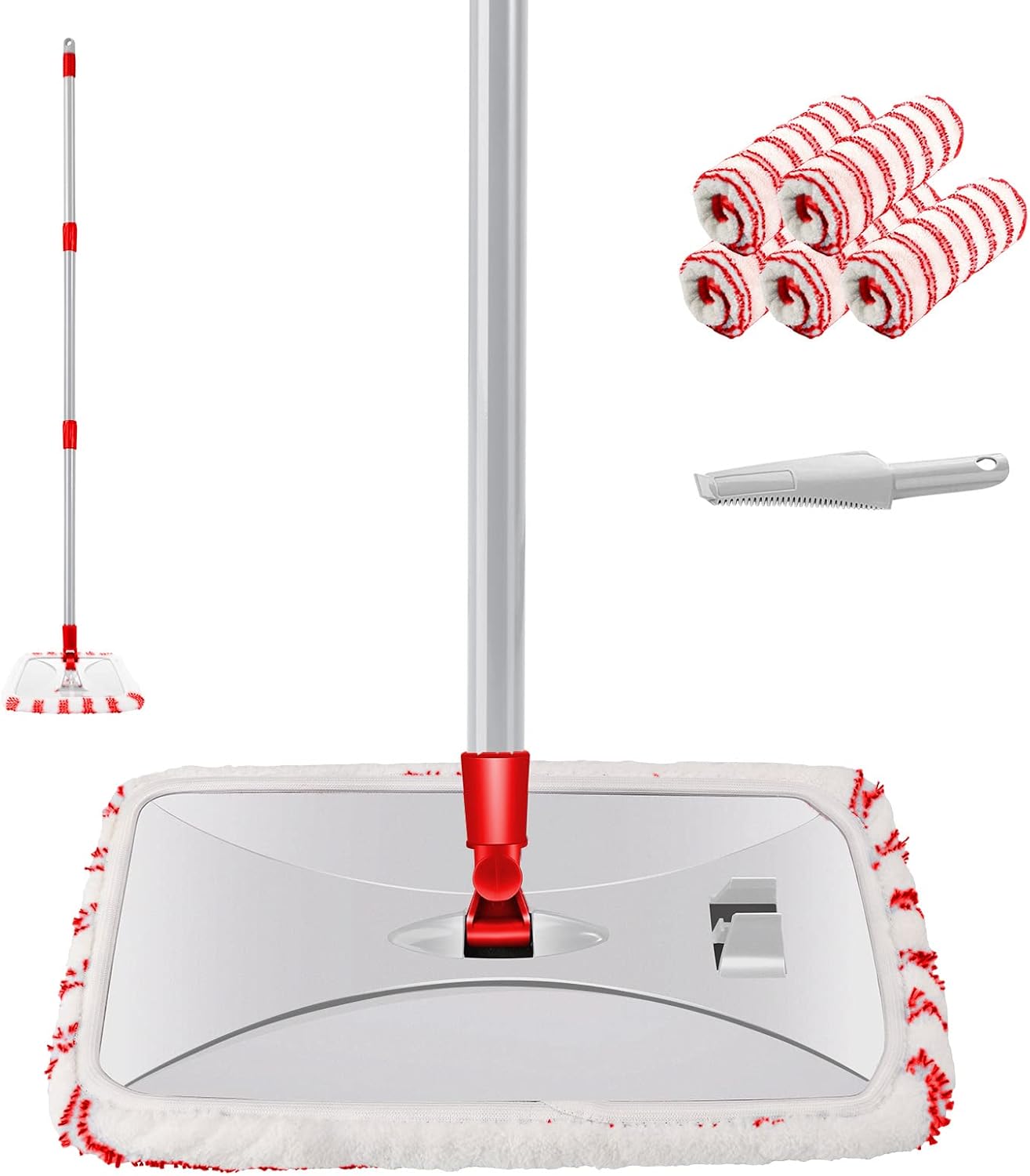 Midyb Large Flat Mop, 125cm Microfibre Mops with 5 Replacement