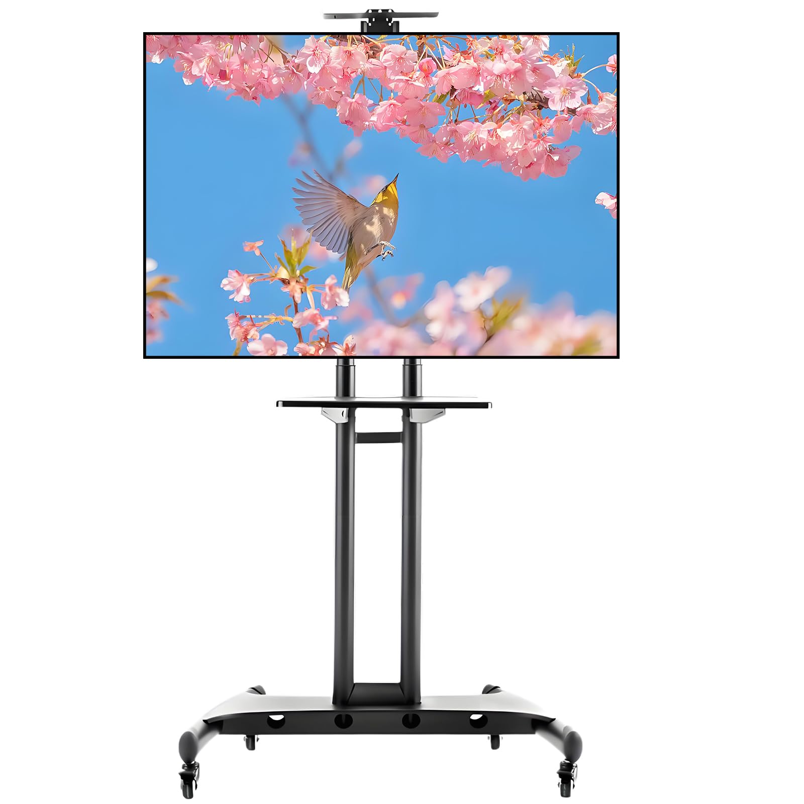timiland テレビスタンド 壁寄せ ハイタイプ 32~75インチ対応 VESA600*400mm 二重支柱設計 キャスター付き 可動式テレビ台 高さ調整可能 tvスタンド 耐荷重45.5kg 家庭生活/学校/ビジネス展示用/会議室業務用 ブラック（AVA1500)