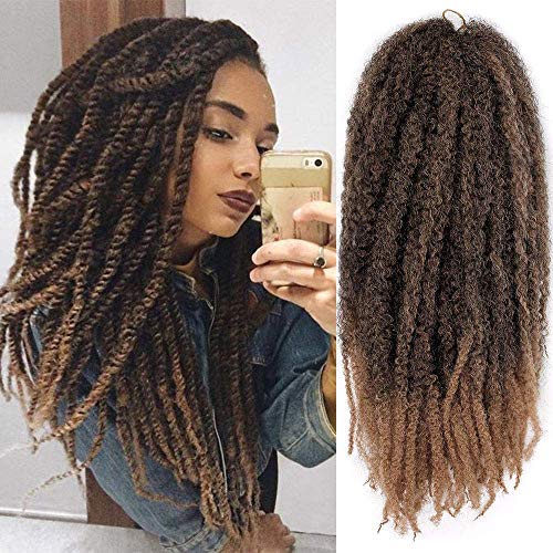4 Packs Omber Marley Twists Hair 18 Inches Kinky Hair for Braiding Synthetic Fiber Marley Braiding Hair Extension(Brown/T1B/27#)