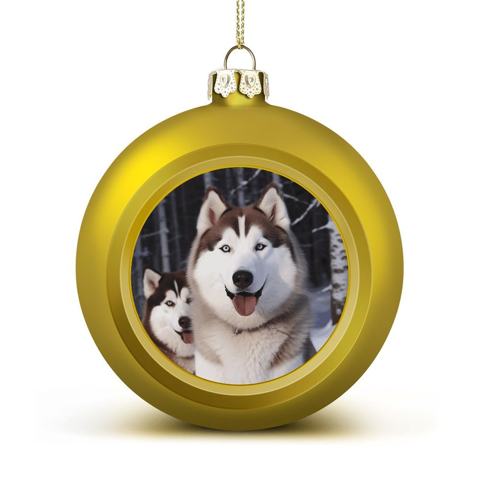 Boule de Noël Huskies en plastique incassable pour sapin