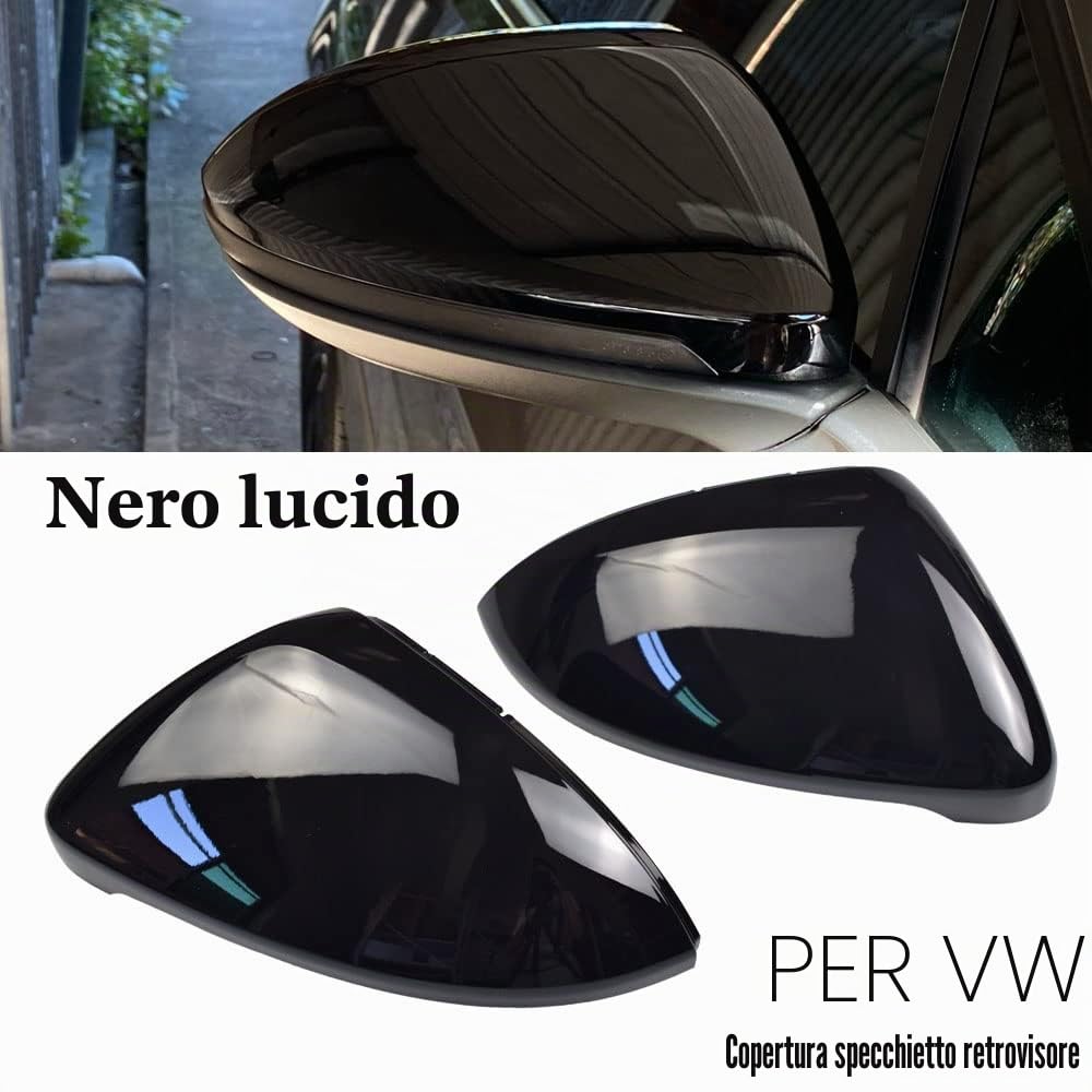 1 Paio Calotta Specchio Retrovisore Sinistra Destra Coperchi a specchio laterale per V-W Golf MK7 7.5 GTI 7 Golf 7 R (nero)