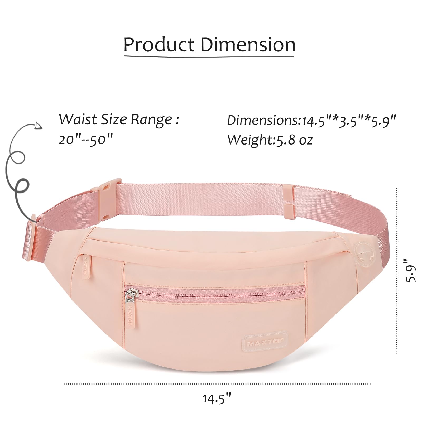 MAXTOP Marsupio grande per donna e uomo, marsupio con attacco per cuffie e 4 tasche con zip, cintura regolabile per ciclismo, corsa, jogging, viaggio, outdoor, allenamento
