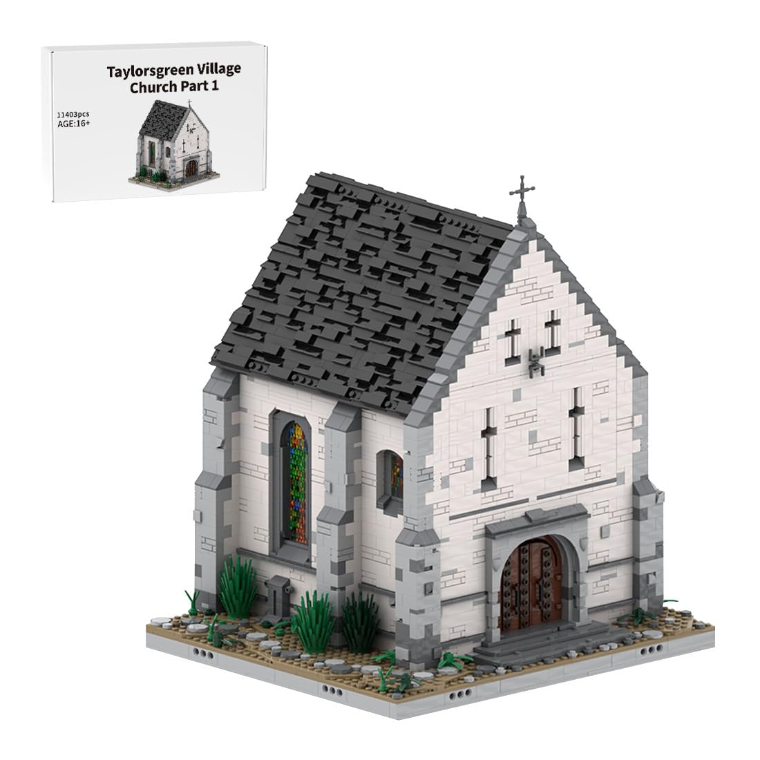 Klemmbausteine Mittelalterlicher Taylorsgreen Village Kirche Teil 1 Set, 5078 Teile Mittelalterliches Architecture Haus Gebäude Set