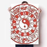 diythinker 80x55cm wall sticker cinese taiji diagrammi yin-yang zodiacale vinile poster murale carta da parati in camera decal 80cm x 55cm