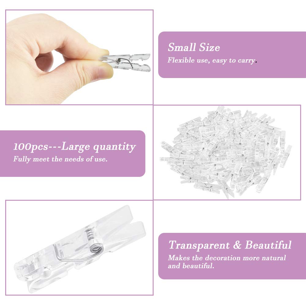 100 Stück Mini Wäscheklammern Transparent - Für Fotos & DIY