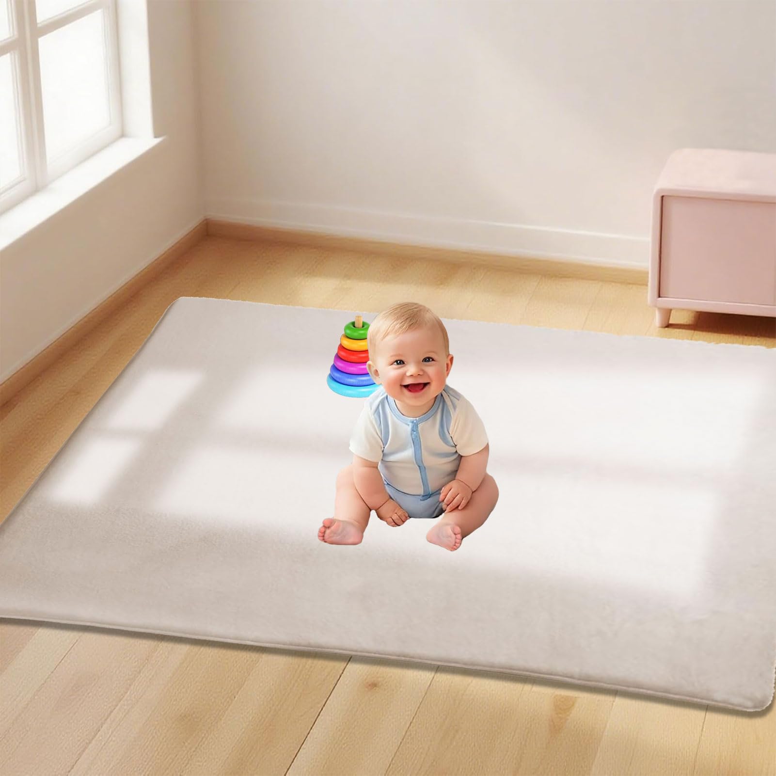 Tapis d'eveil Bebe, 2cm épaissi Tapis de Jeux Bebe 120 x 160 cm Crème Antidérapant, Lavable en Machine, Pliable Tapis d'éveil et de Jeux, Tapis Sol Bebe de Jeu pour Parc