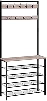 Vista 11 de HOOBRO Árbol de pasillo, perchero con zapatero, árbol de pasillo con banco, organizador de almacenamiento de zapatos de 5 niveles con 9 ganchos