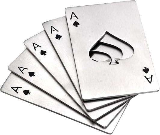 6. Yoption 5 Pcs Credit Card Size Casino Themed Opener
