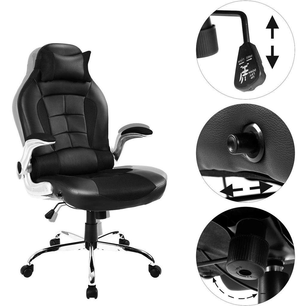ergonomiczne krzesło biurowe Krzesło biurowe, ergonomiczne skórzane krzesło biurowe dla kadry kierowniczej, biurko, komputer, obrotowy fotel z wysokim oparciem i ergonomicznym segmentowanym oparciem