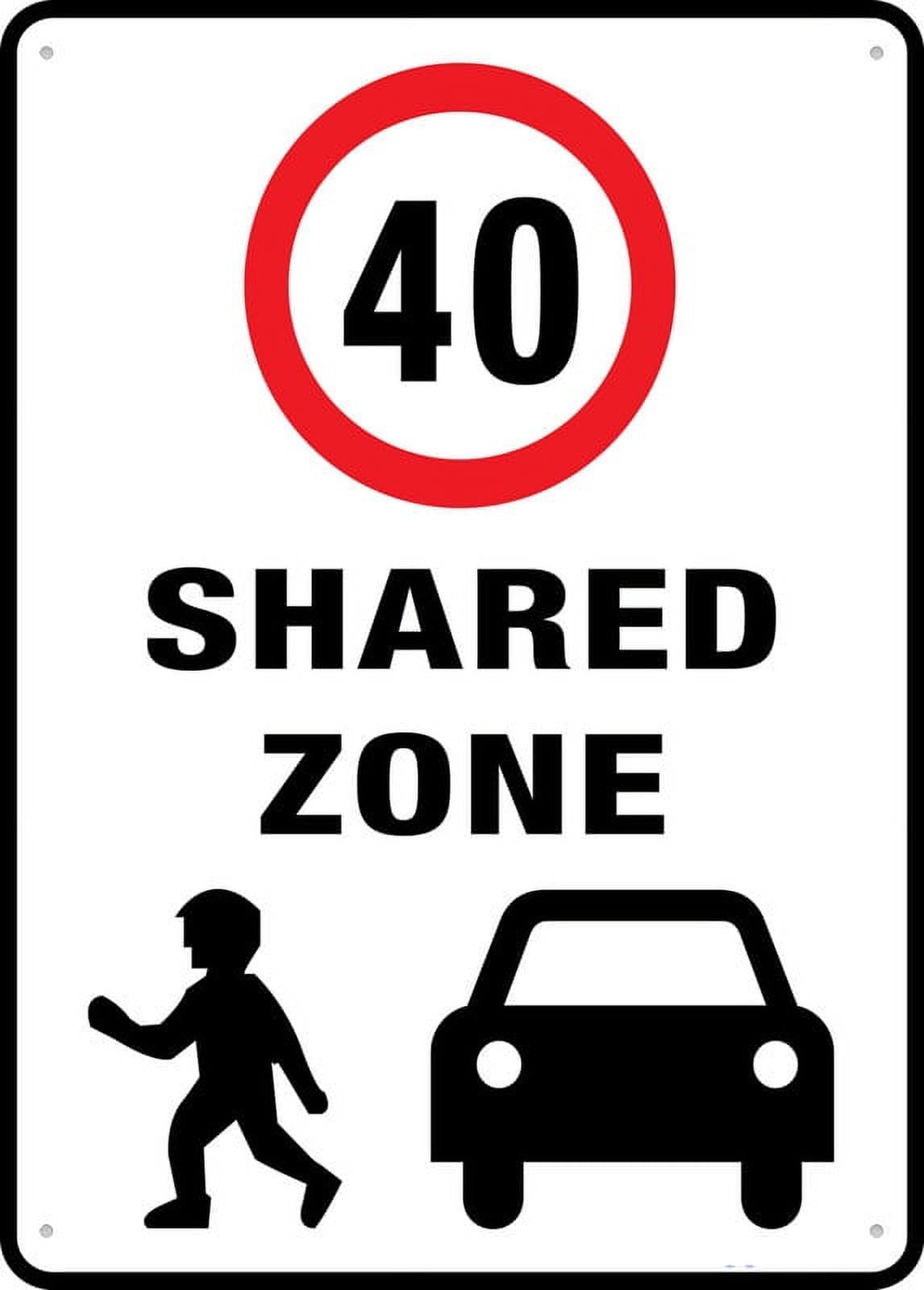Speed Limit 40 Kph Shared Zone Classics Wall Art for Cozy Decor for kitchen Cafe living Room Farmhouse Restaurant Chic Plaque Decorative Gifts Tin Sign 8x12 Inch