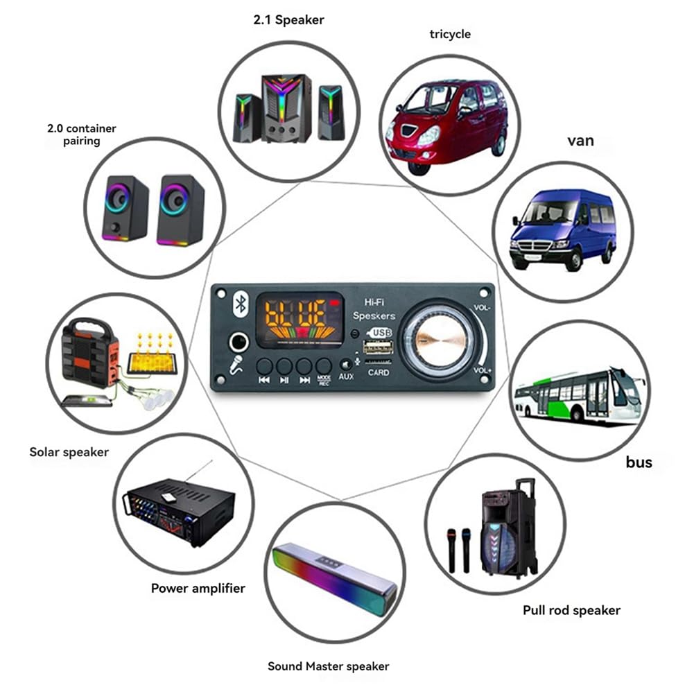 Placa Amplificadora Decodificadora de Audio Bluetooth 2x80W 160W Amplificador Reproductor de Audio 12V DIY Reproductor de MP3 Módulo de Radio FM para Coche TF USB
