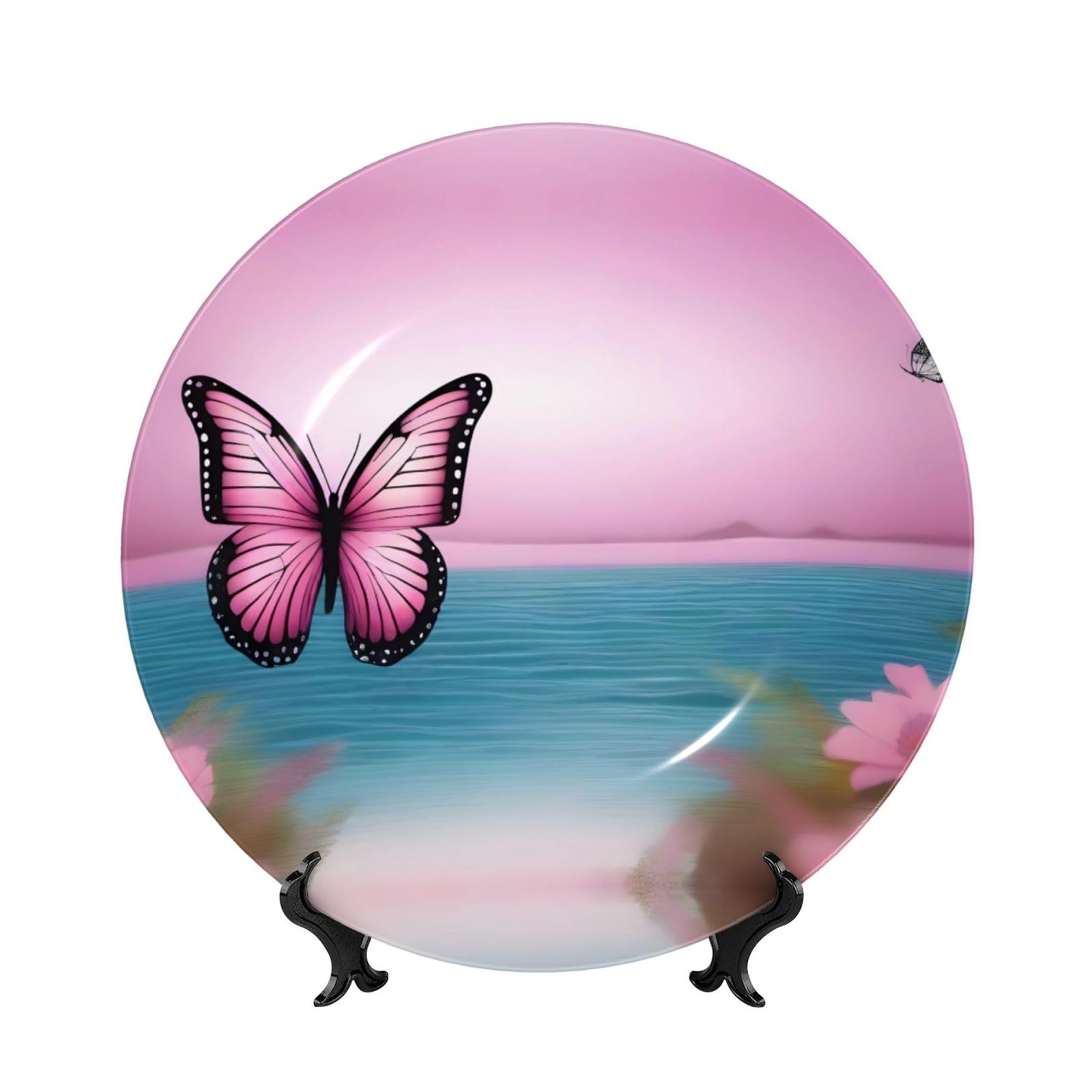 Platos decorativos de mariposa adorno de oficina y casa de 10 pulgadas con base