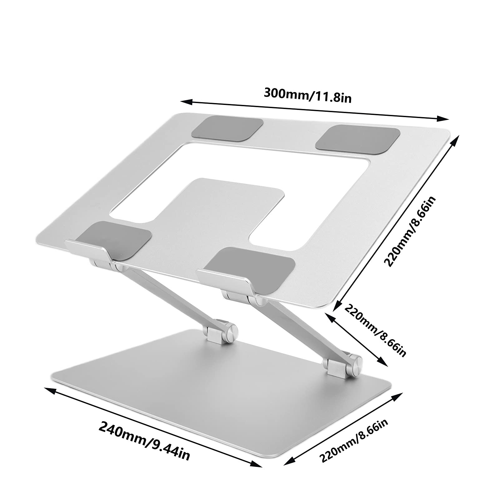 Supporto per Laptop Pieghevole Portatile in Lega di Alluminio Supporto per Notebook Supporto per Rialzo per Computer Supporto di Raffreddamento per Computer Argento,